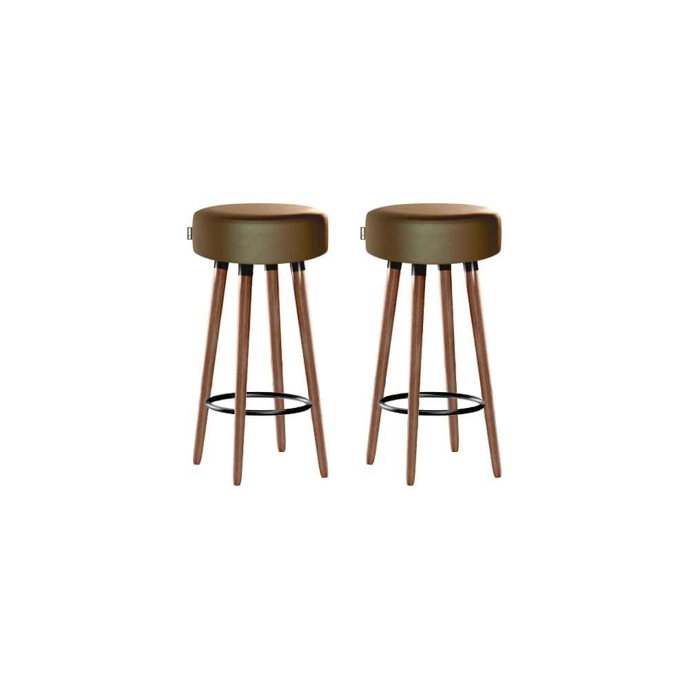 Kit 2 Banquetas Alta Pés Palito Roma Camel 70cm