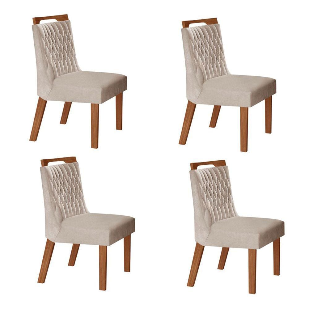 Kit 4 Cadeiras Atenas Prêmio/Pena Bege - Lj Móveis