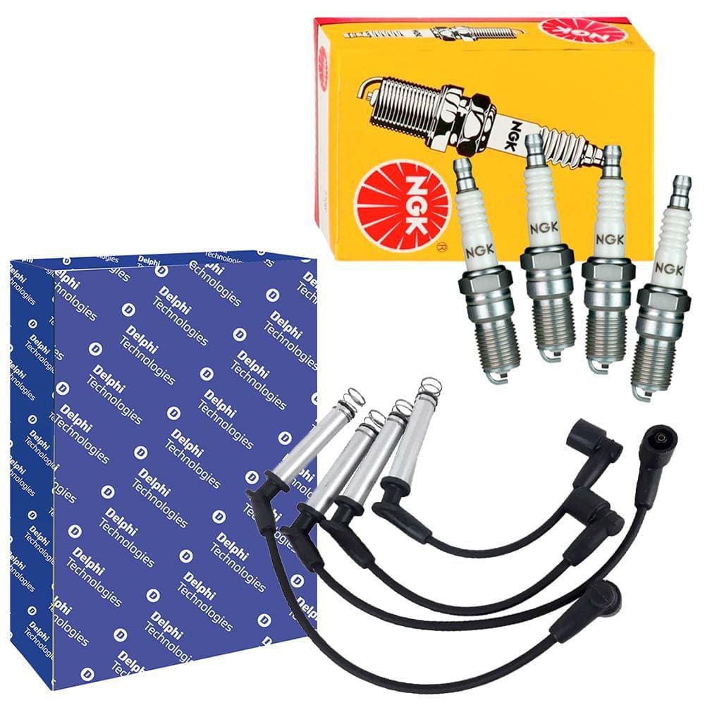 Kit Cabo Delphi e Vela NGK Fox 1.0 RSH 2003 a 2005 Gasolina