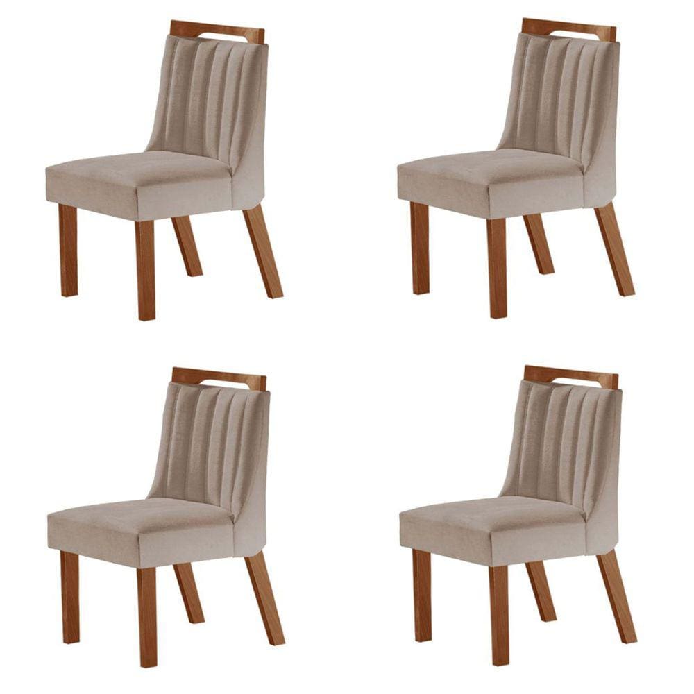 Kit 4 Cadeiras Lottus Prêmio/Linho Bege - Lj Móveis