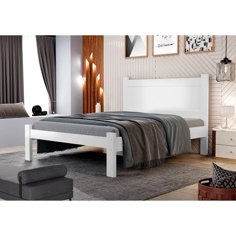 Cama Prisma Casal em Mdf Branco