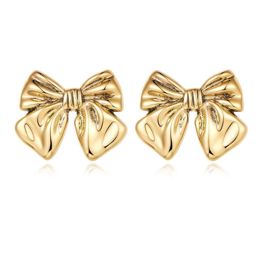Brinco FAMARINE Bow Vintage Gold para mulheres com caixa de presente