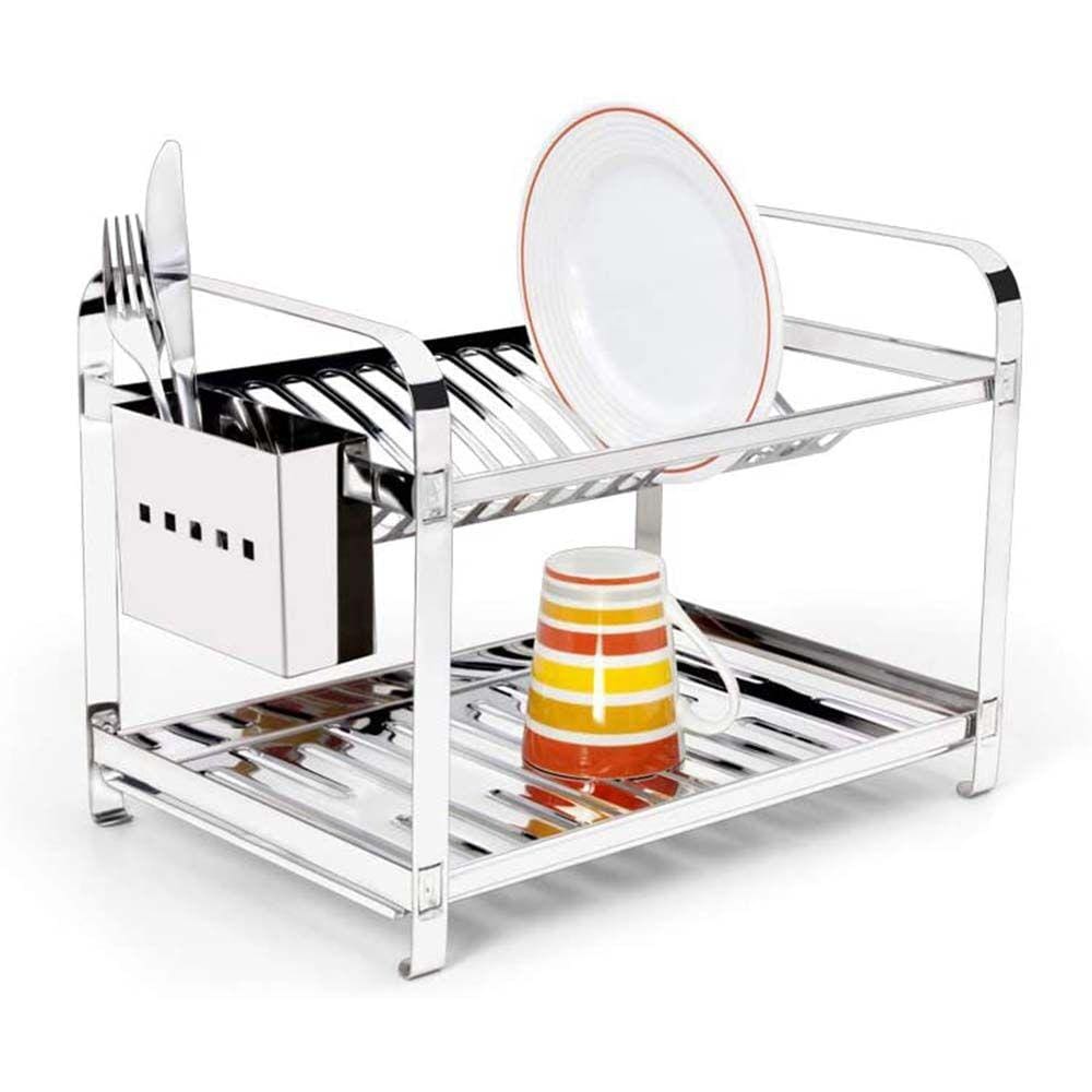 Escorredor de Louça 16 Pratos Aço Inox MakInox Porta Talher Inox