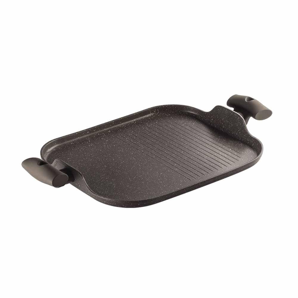 Grill Chapa Duplo Hercules Antiaderente Ceramica Indução Com Alça
