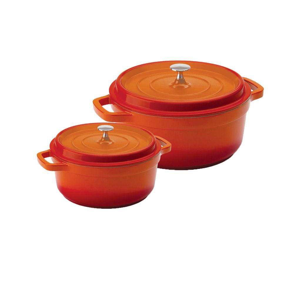 Kit Conjunto Caçarola Hercules Revestimento Ceramico Indução Laranja 4,3L + 6,8L