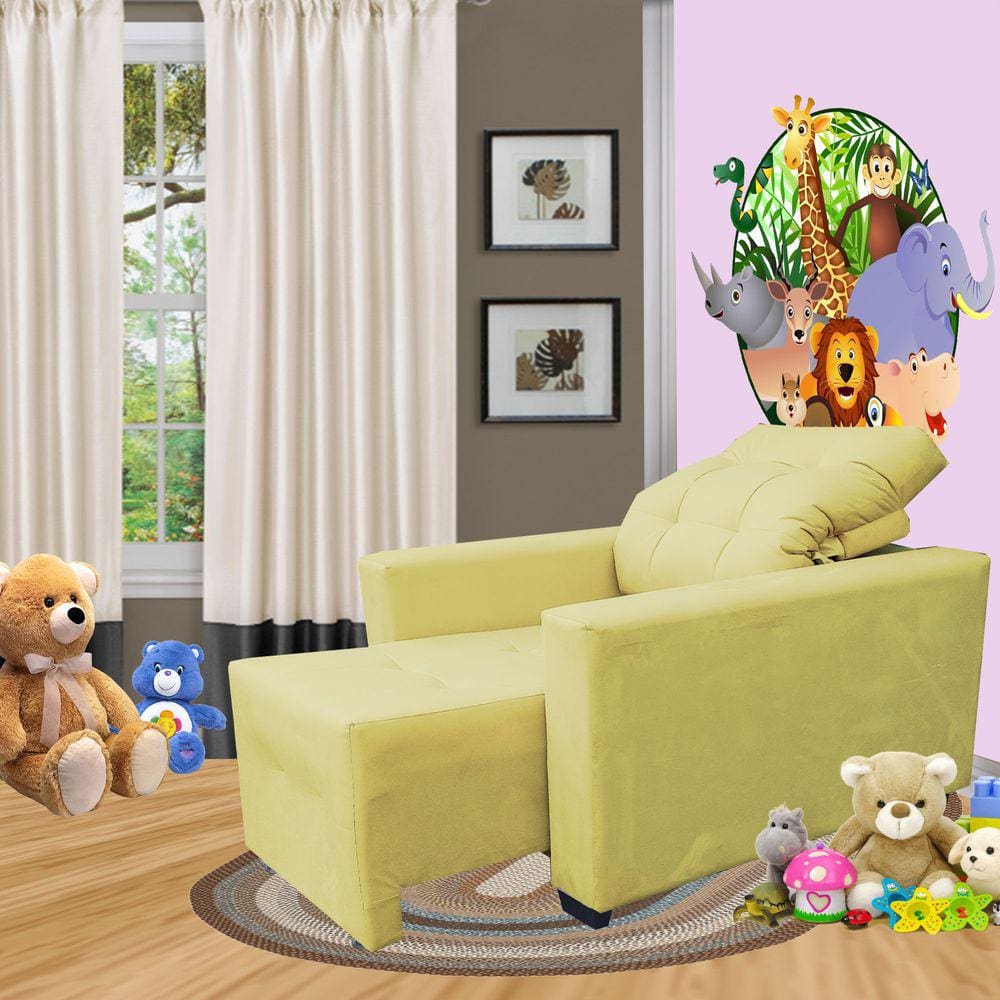 Poltrona De Amamentação E Decoração Quarto Sala Reclinável Leticia Amarelo