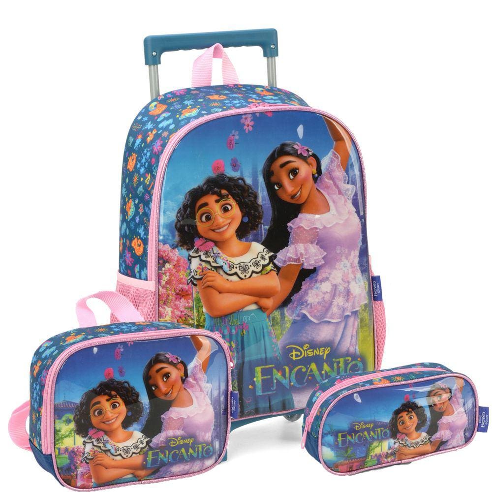 Kit Mochila Rodas Encanto Disney Lancheira Estojo Infantil