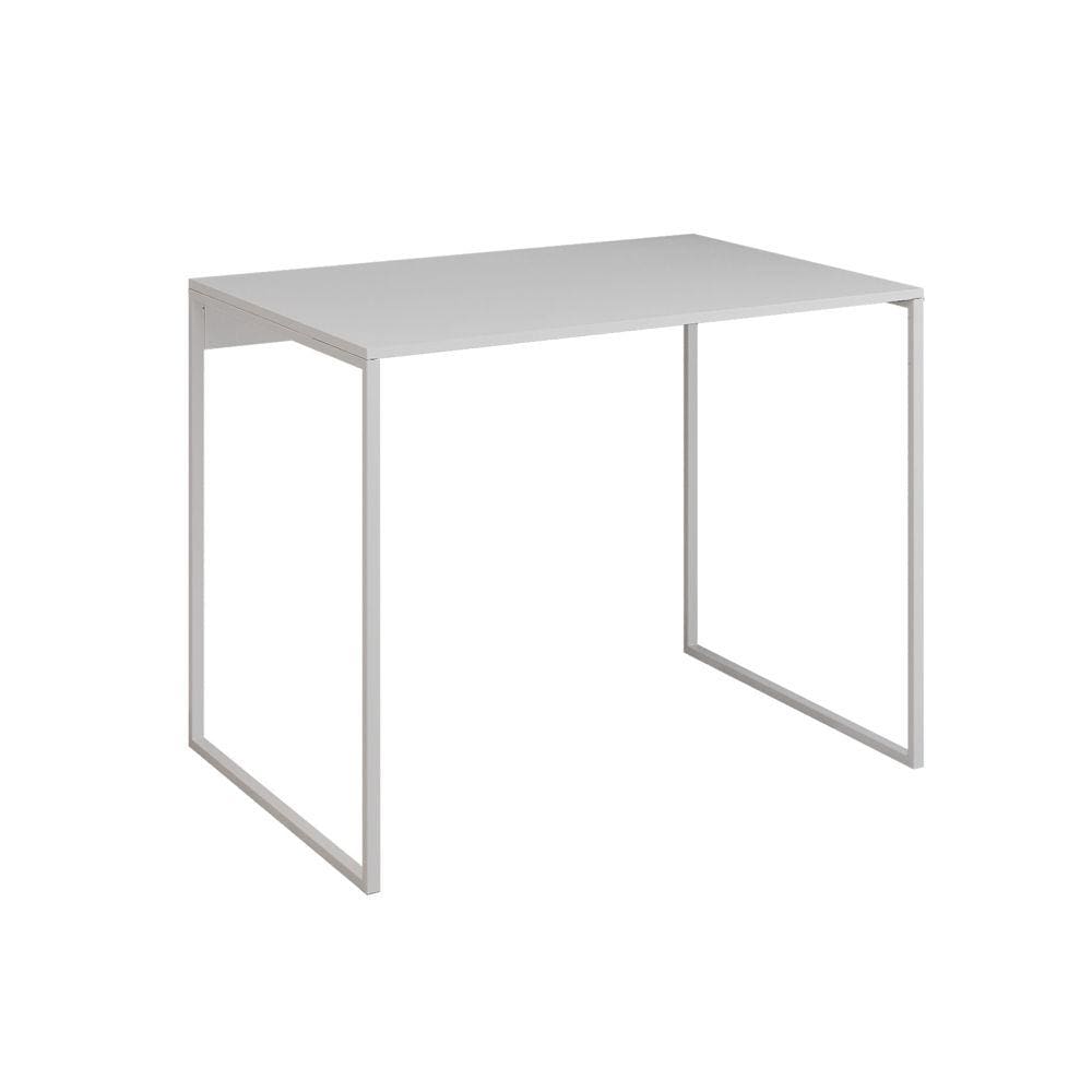 Escrivaninha Industrial Base Ferro Branco Tampo Mdp Branco 110x50