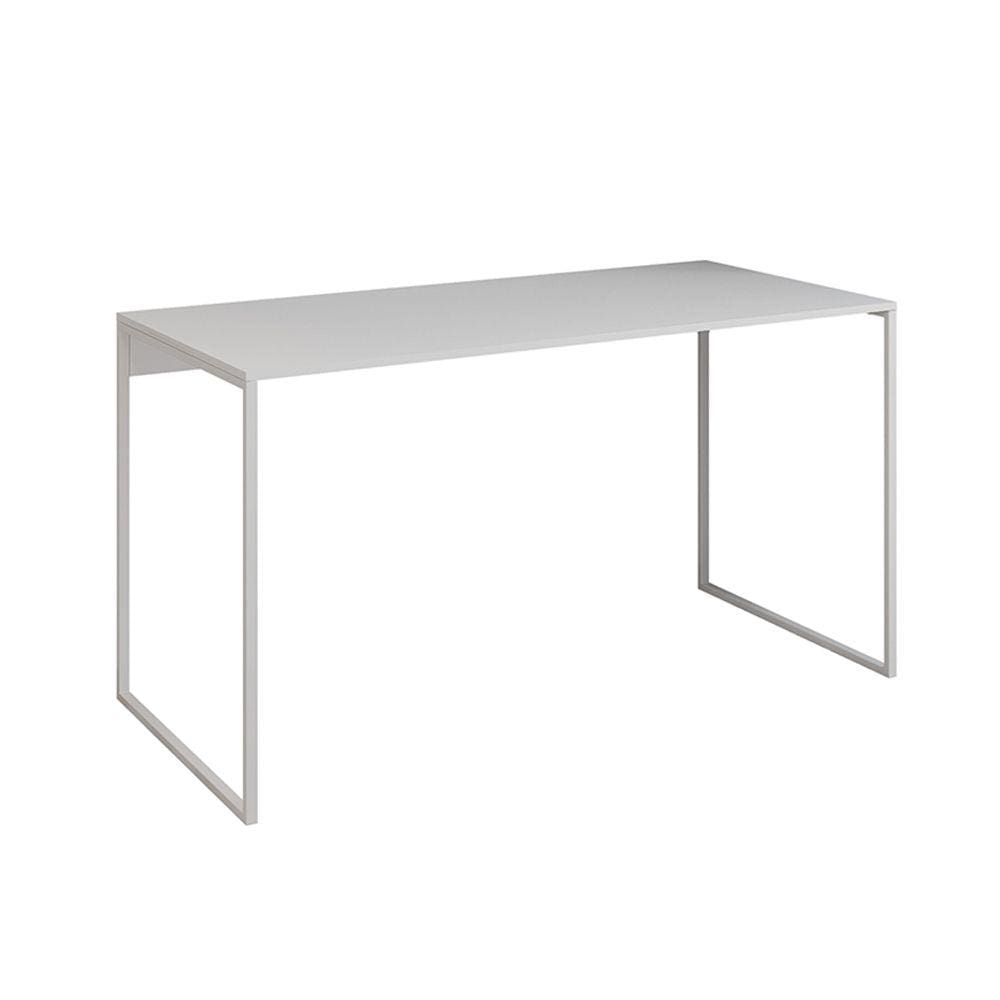 Mesa para Escritório Industrial Base Ferro Branco Tampo Mdp Branco 137x60