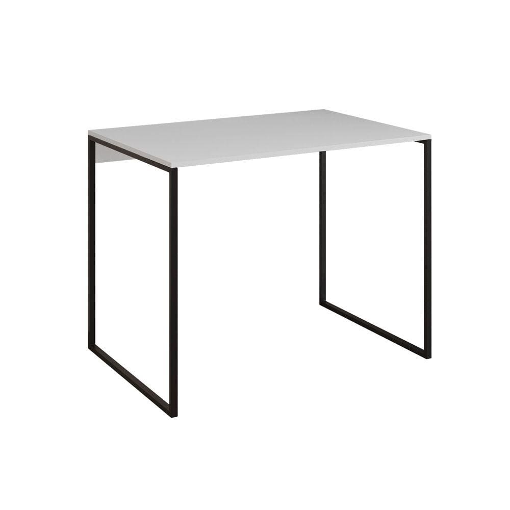 Mesa para Escritório Industrial Base Ferro Preto Tampo Mdp Branco 90x50