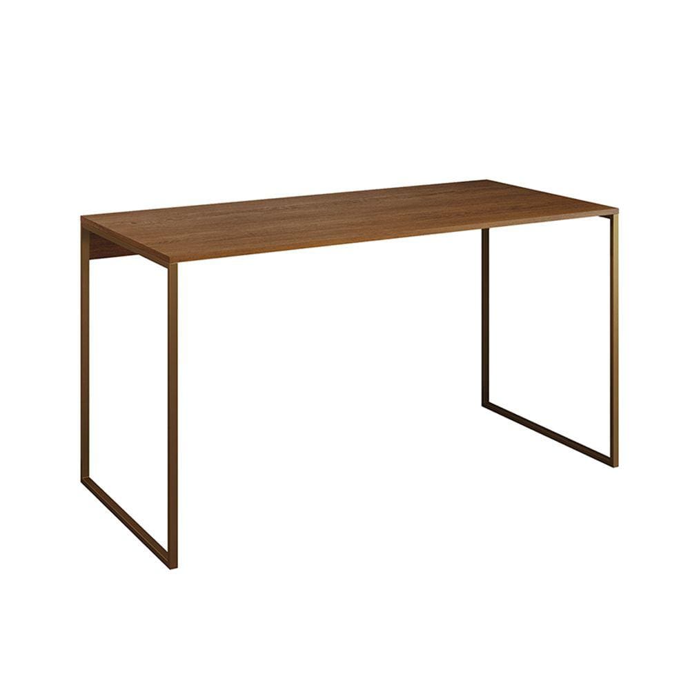 Mesa para Escritório Industrial Base Ferro Dourado Tampo Mdp Amêndoa 120x60