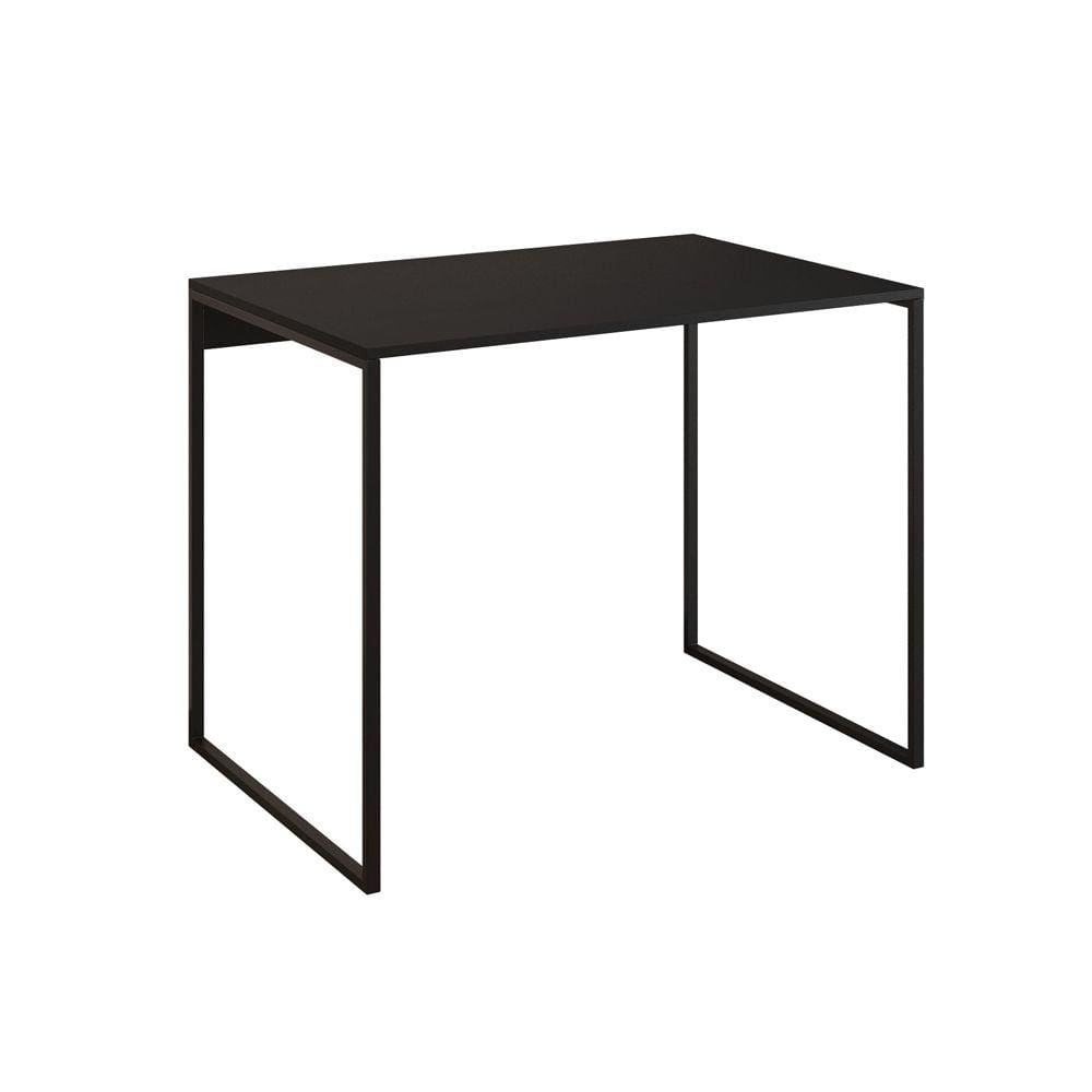 Escrivaninha Industrial Base Ferro Preto Tampo Mdp Preto 110x50