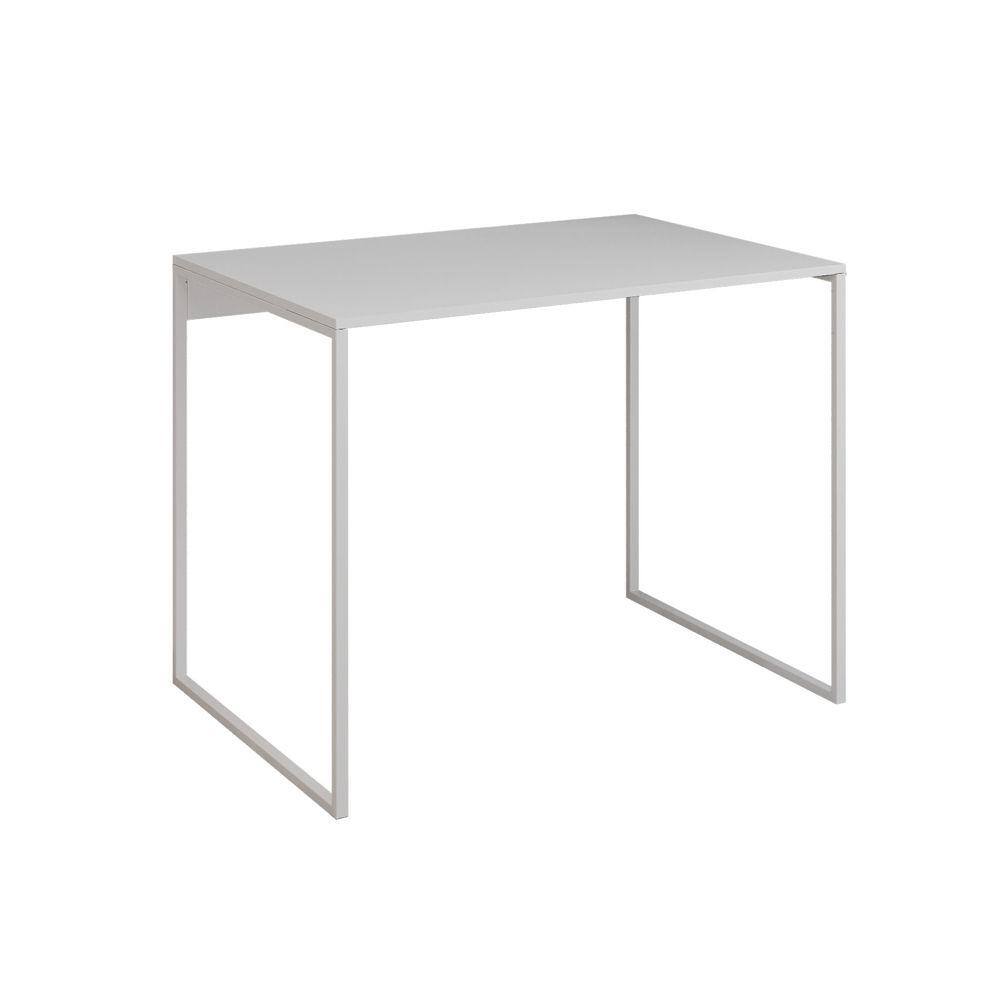 Escrivaninha Industrial Base Ferro Branco Tampo Mdp Branco 90x50