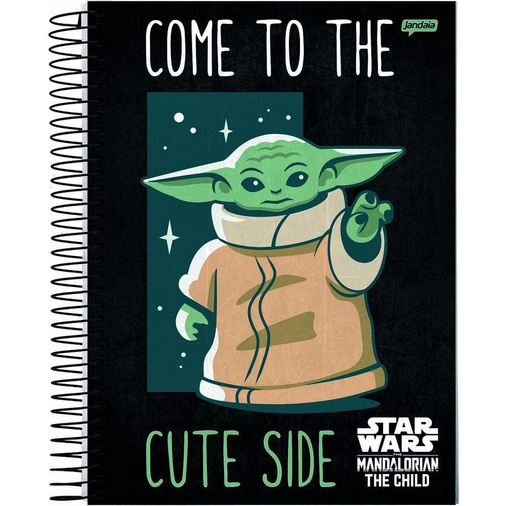 Caderno Espiral Star Wars Baby Yoda Cute 1 Matéria 80 Folha