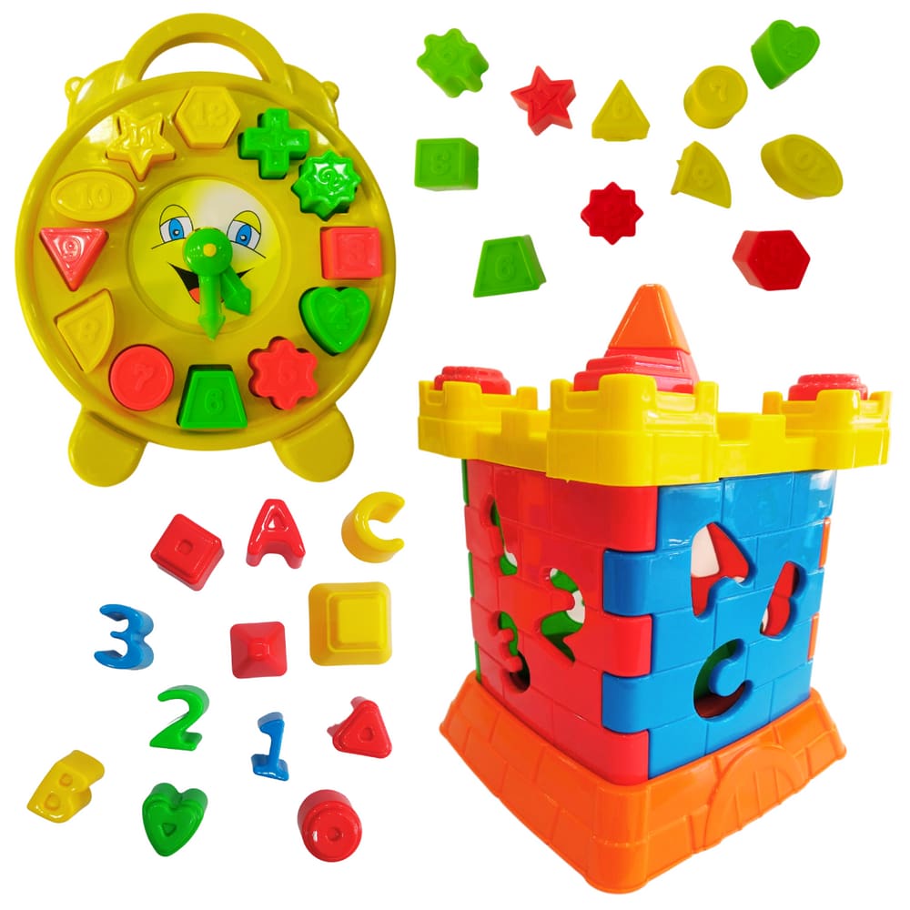Kit 2 brinquedos Relógio + Castelinho