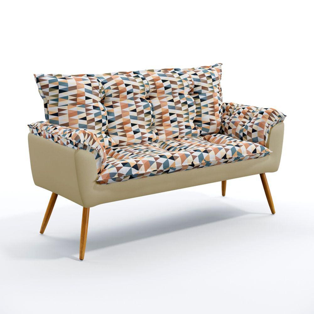 Poltrona Opala Namoradeira F-014 Sued Estampado Bege com Sued Aradecor