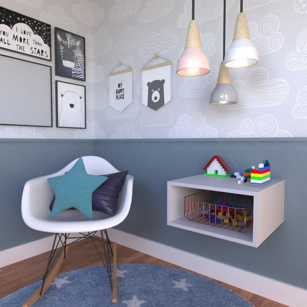Nicho para Quarto Infantil Bramov Móveis Cinza Cristal