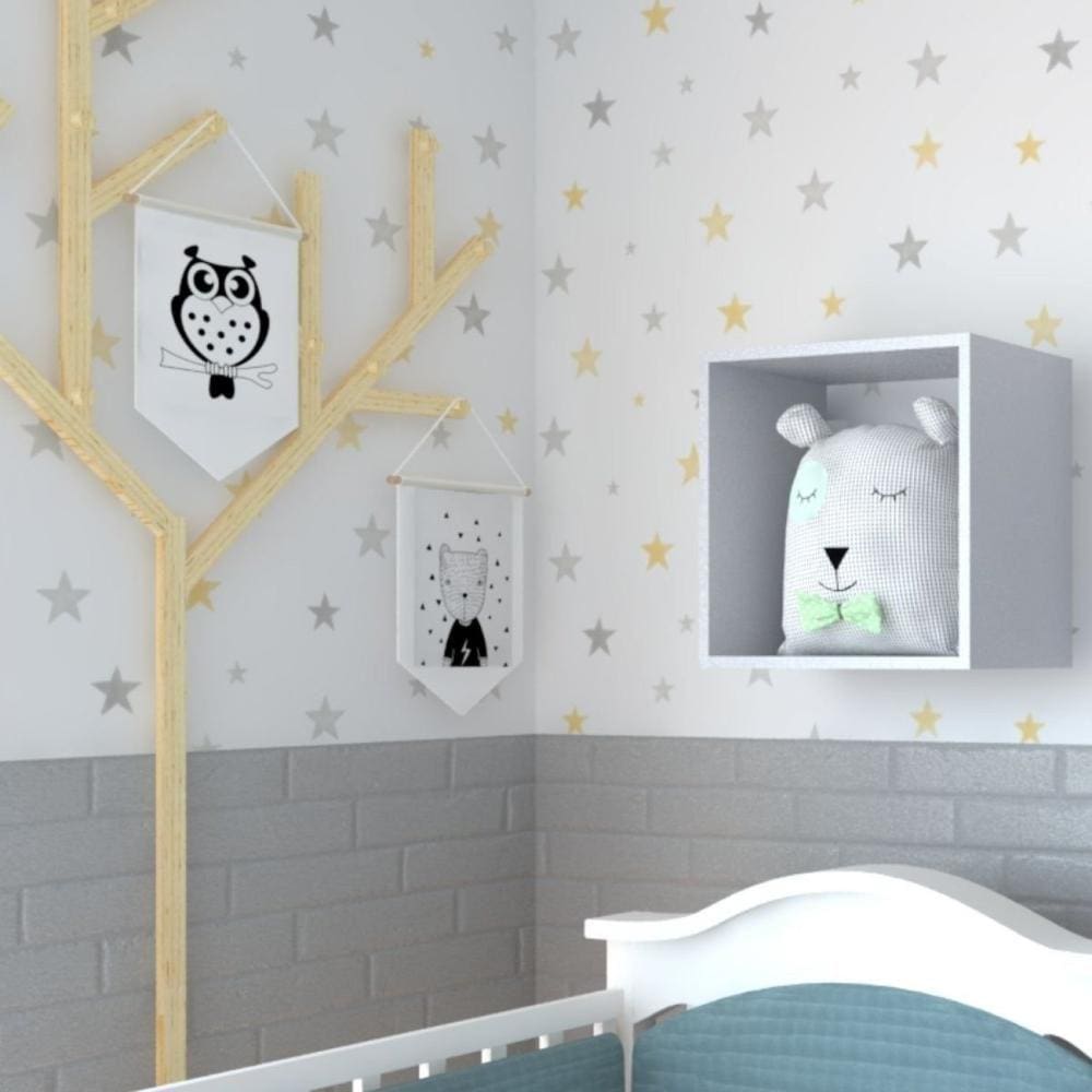 Nicho para Quarto Infantil Bramov Móveis Cinza Cristal