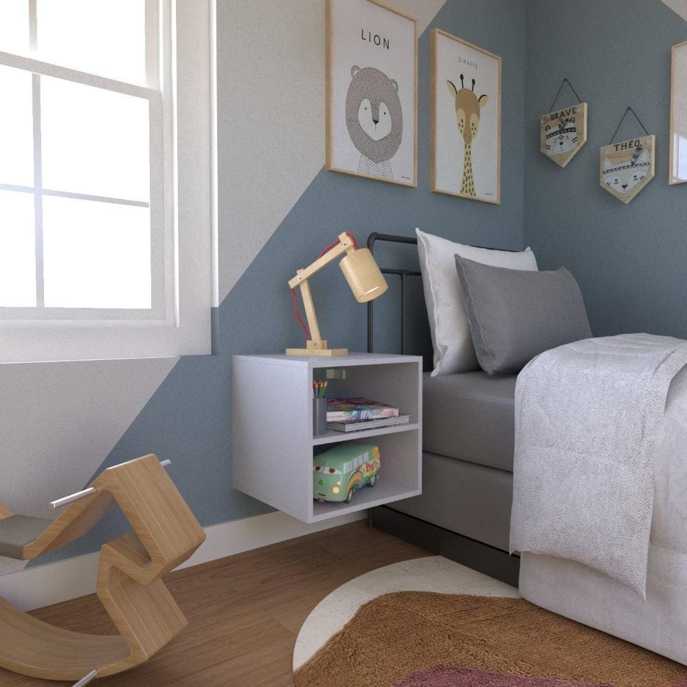 Nicho com Prateleira para Quarto Infantil Bramov Móveis Cinza Cristal