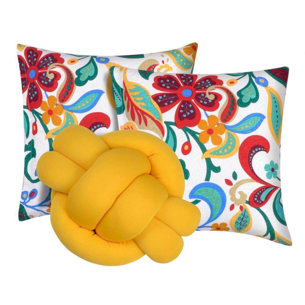 2 Almofadas Decorativas Sala Sofá + Almofada Nó Amarelo