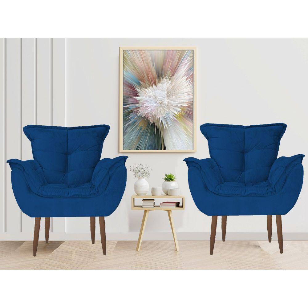 Kit 2 Poltronas Opala Decorativa Sala Quarto Escritorio Marinho