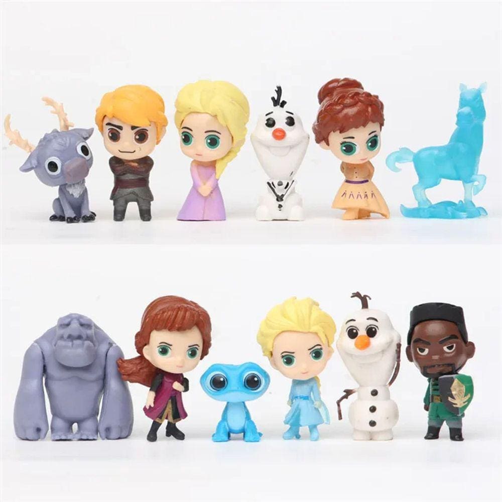 Kit 12 Bonecos Frozen Elsa Anna Action Figure Miniatura Disney