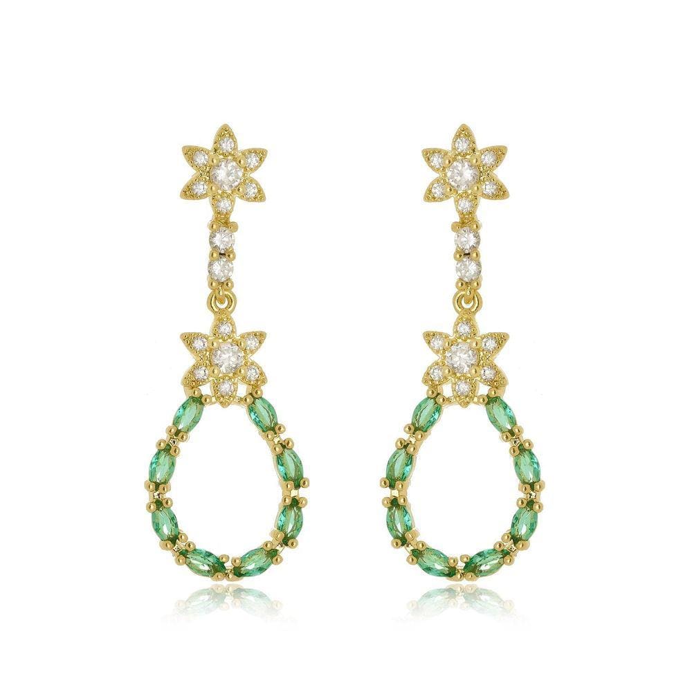 Brinco Gota Zircônia Banhado A Ouro 18K