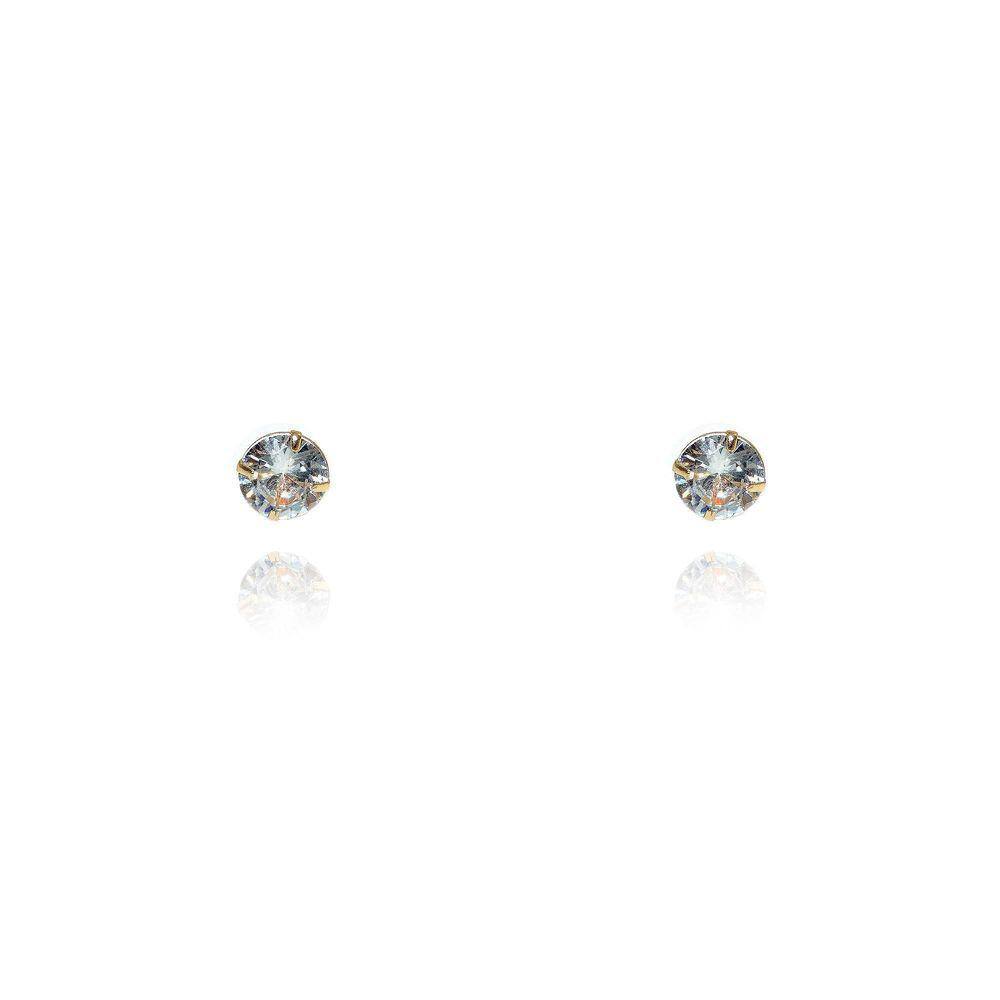 Brinco Zircônia 4M Banhado A Ouro 18K