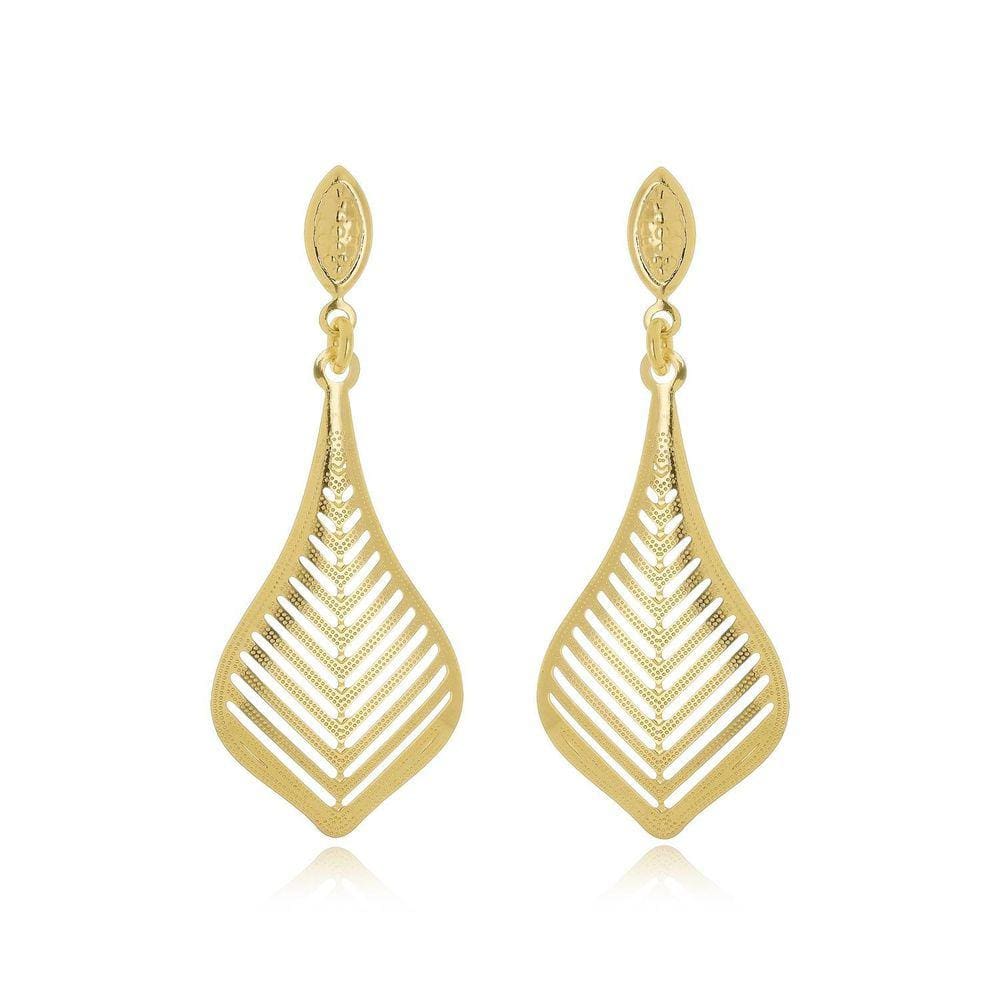 Brinco Folha Banhado A Ouro 18K