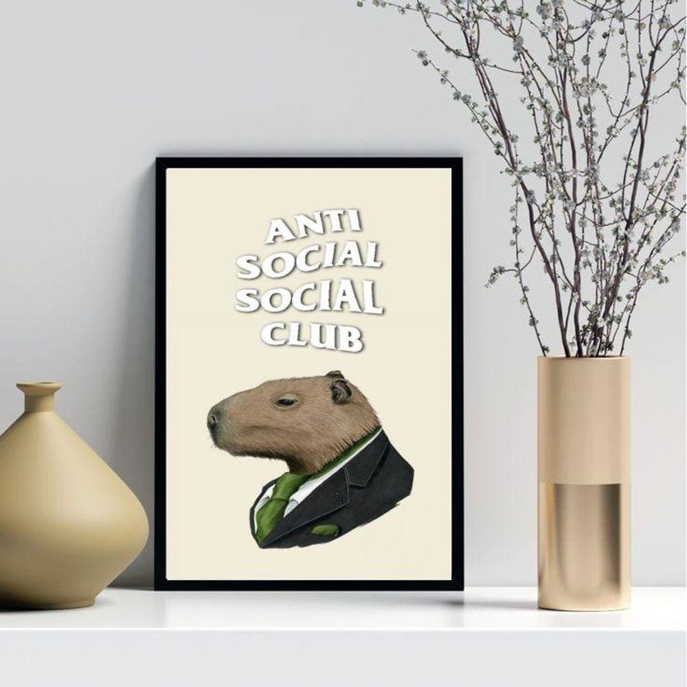 Quadro Decorativo Capivara Anti Social 45X34Cm