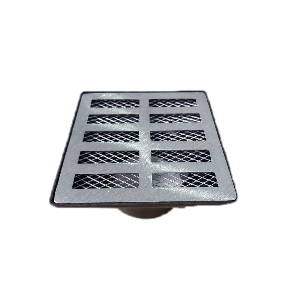 Ralo Pluvial 15x15 Aluminio RETA Coletor Saída 75mm E Tela