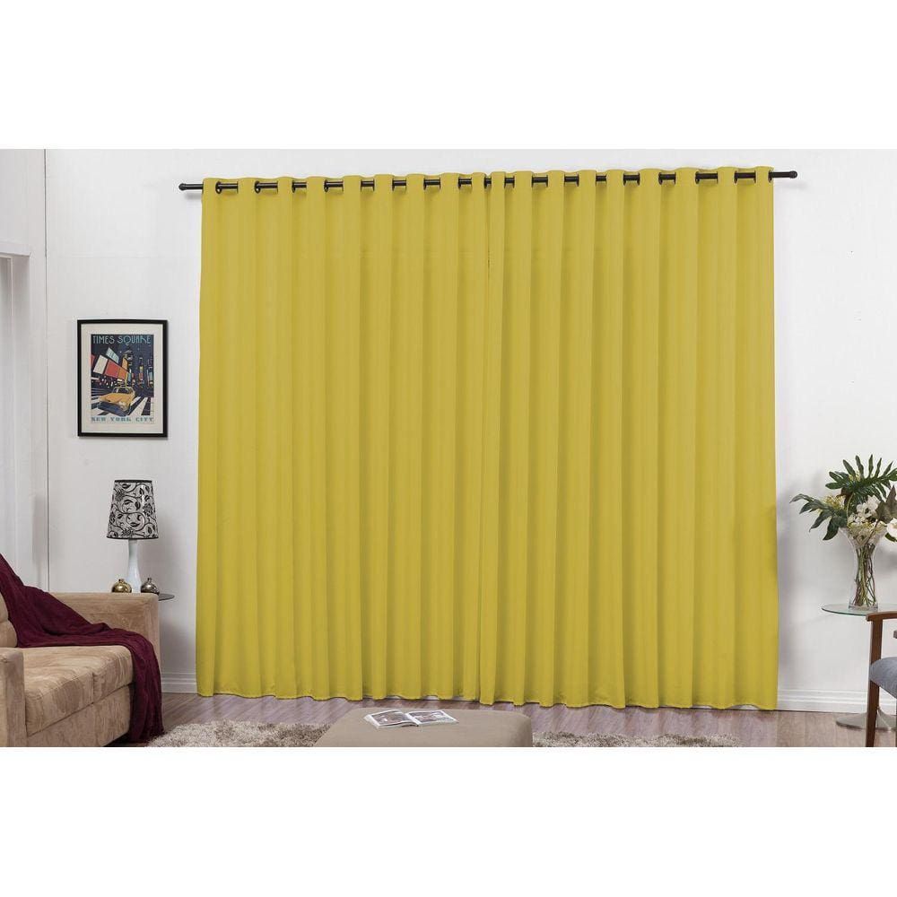 Cortina Quarto E Sala 3,00X2,50 Com Ilhos Para Varão Amarelo