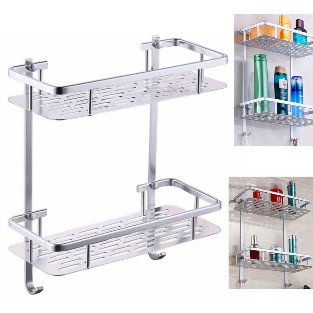 Suporte Organizador Porta Shampoo Sabonete Box Banheiro Banho Prateleira Dupla Aluminio Resistente Chuveiro