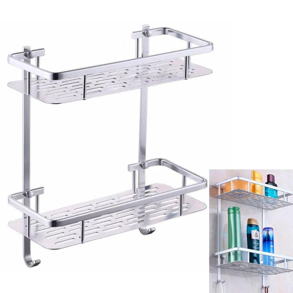 Suporte Organizador Porta Shampoo Sabonete Box Banheiro Chuveiro Banho Prateleira Dupla Aluminio Resistente