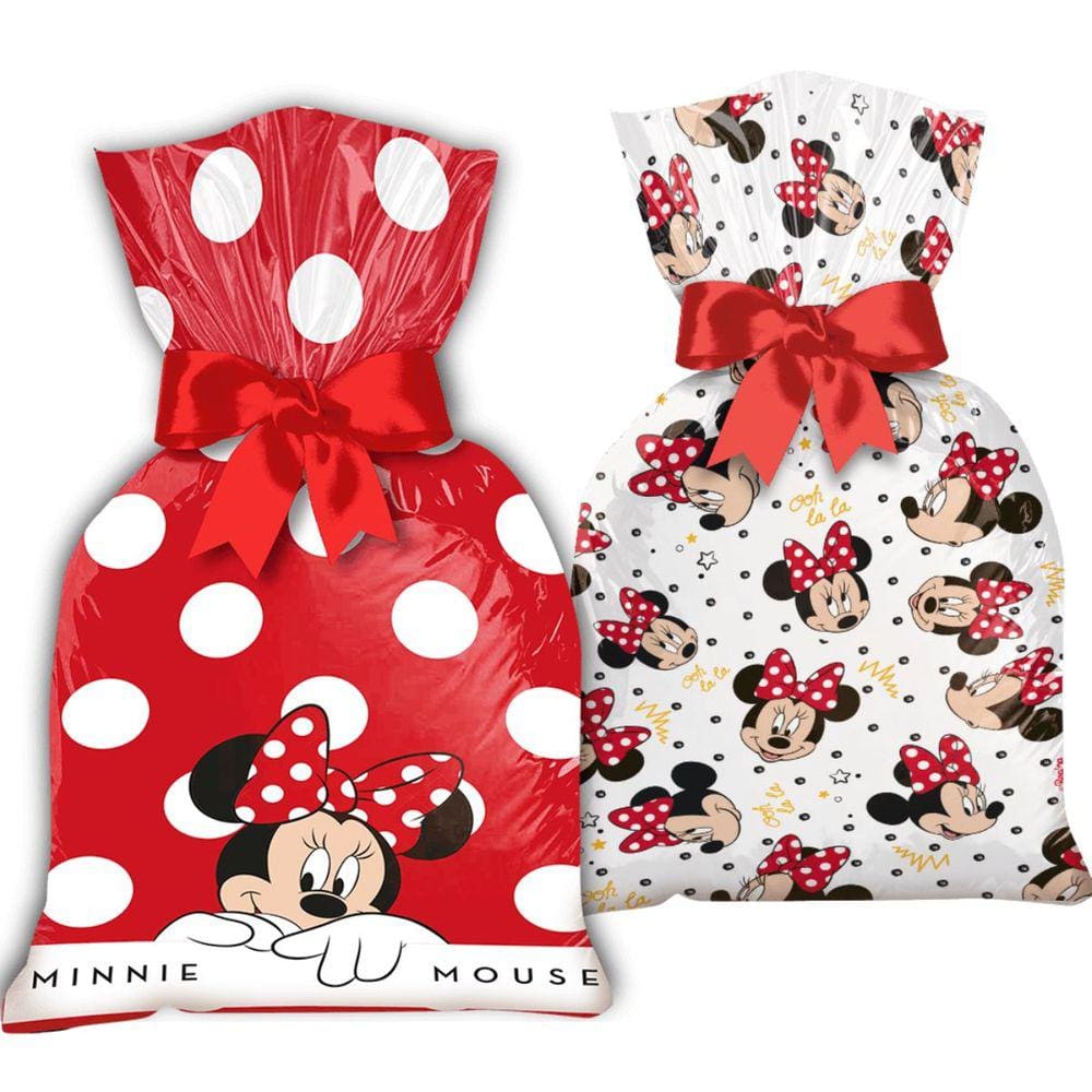 Sacola Plástica Minnie Mouse 14x27cm 12 Unidades