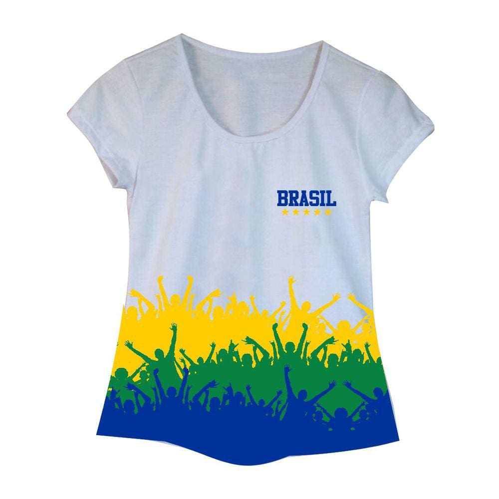 Camiseta Adulta Feminina Brasil Torcida