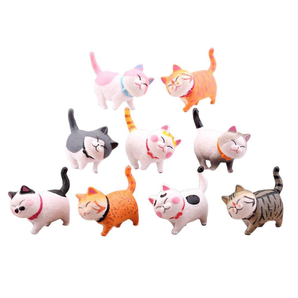 Conjunto de estatuetas de gato em miniatura, gatinhos fofos, 9 unidades - 140 g