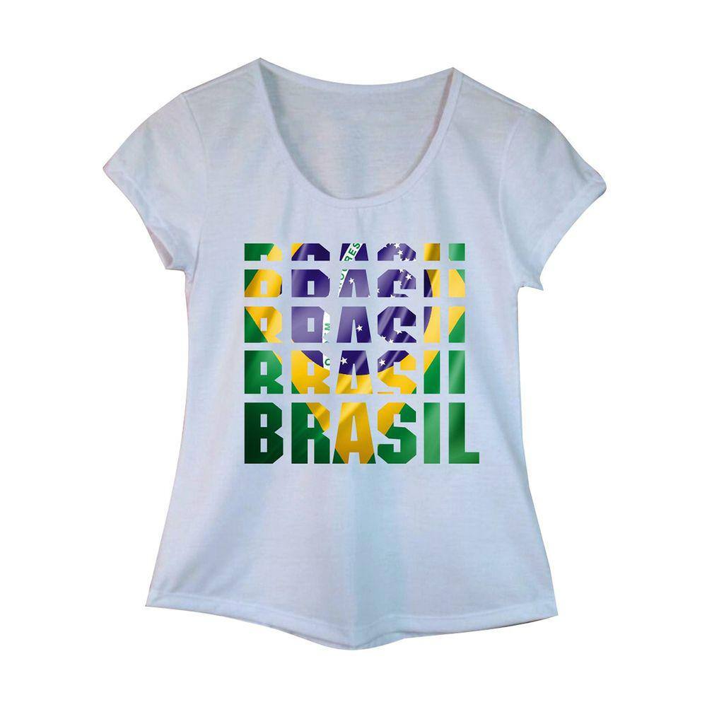 Camiseta Adulta Feminina Estampa Brasil