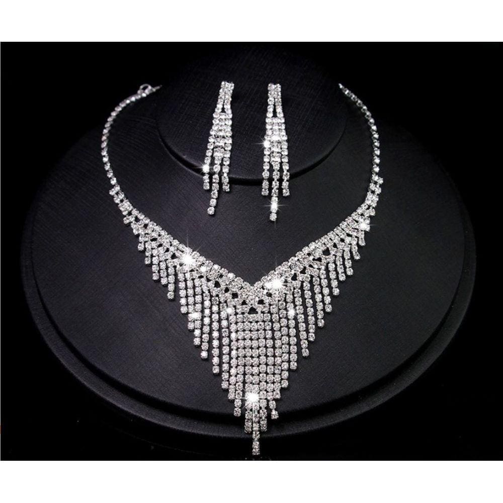 Kit Strass Colar Brinco Em Cascata P Eventos Festas Debutante