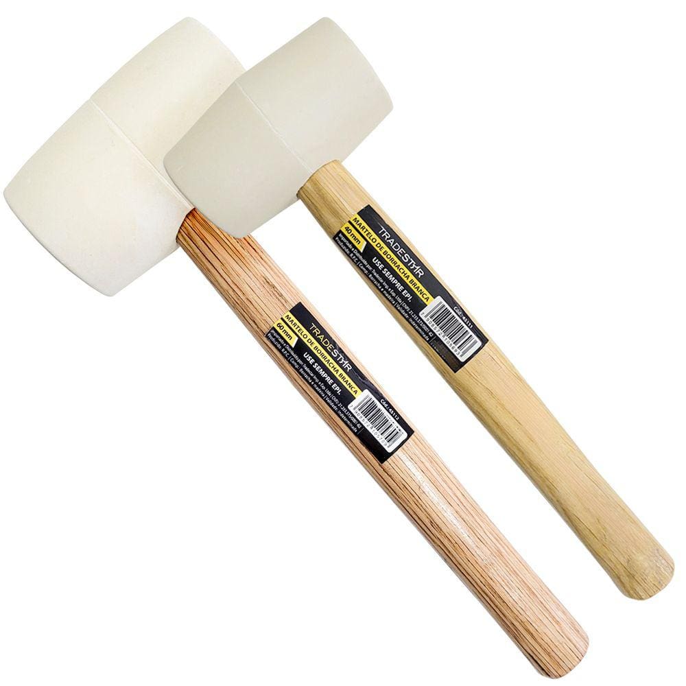 Kit 2 Martelo Borracha Assentar Piso geral 40 e 60 MM Branco