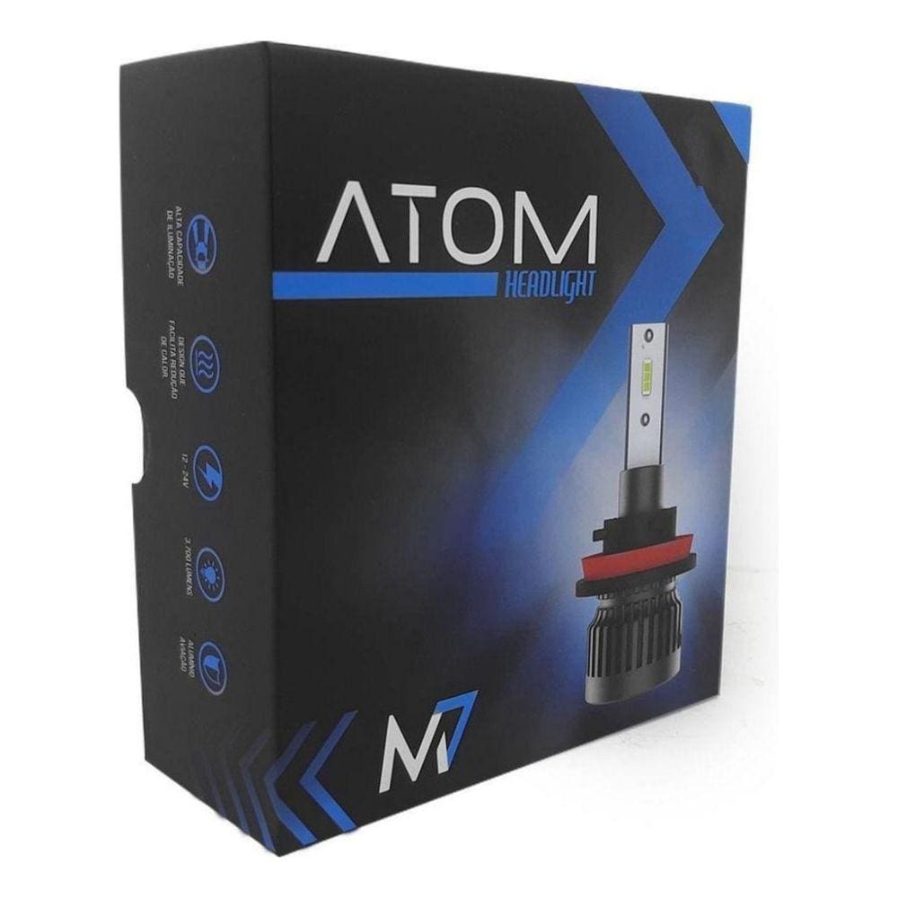 Kit 2 Lampadas Automotivas Farol M7 HB3 6000k 3700lm 12v