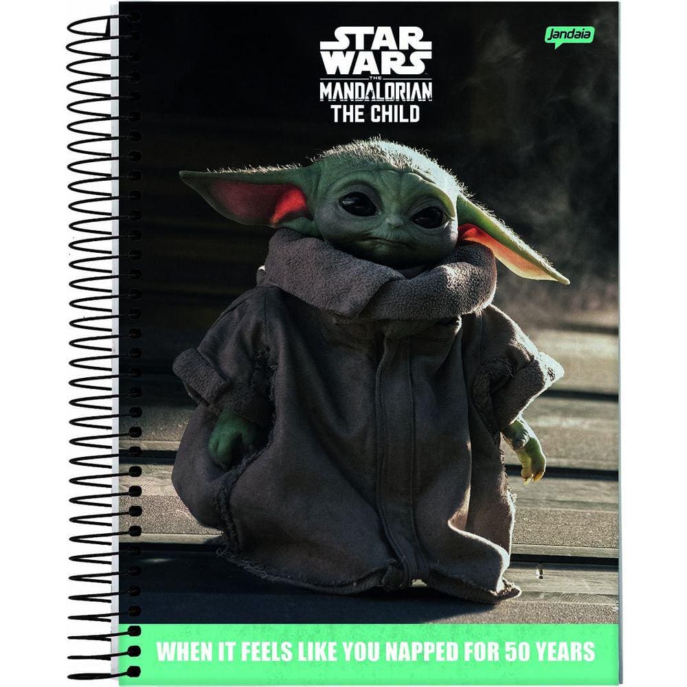 Kit 2 Cadernos Star Wars Baby Yoda Cute 50 years 1 Mat 80 Fl