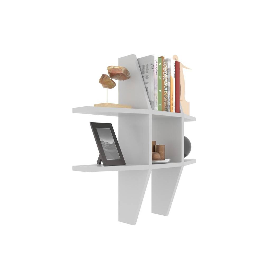 Nicho Escritório Hashtag Branco Sala Decorativa Livros MDF tx