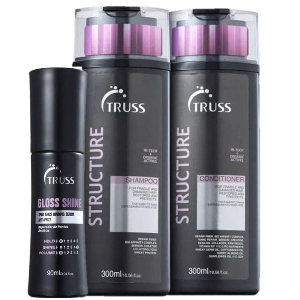 Kit Truss Active Structure Gloss Cabelos Danificados (3 Produtos)