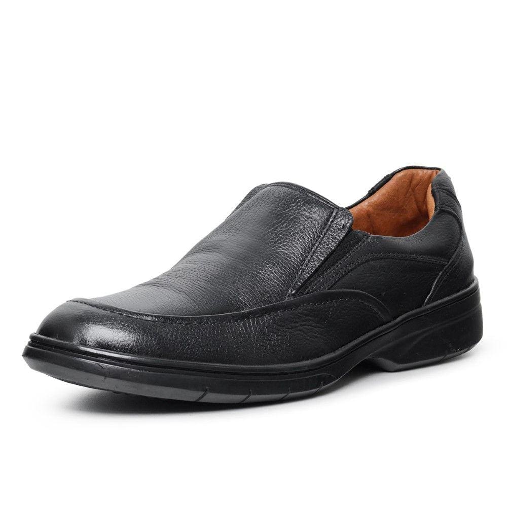 Sapato Social Linha Conforto Masculino Couro Solado Borracha Palmilha PU Gel Elegante