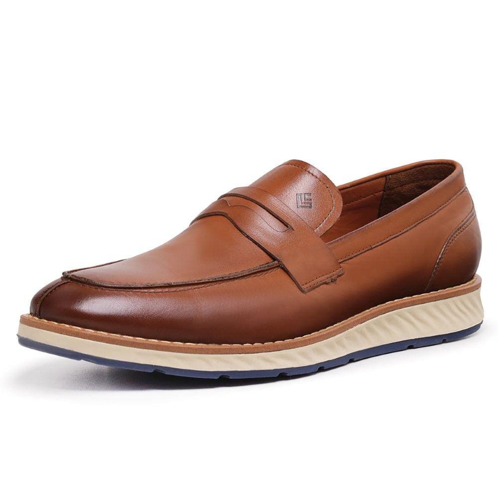 Sapato Mocassim Casual Couro Masculino Esporte Fino Elegante Solado Borracha Casamento