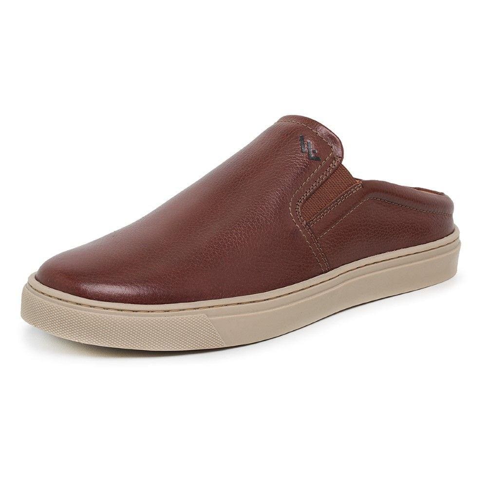 Mule Slip On Casual Couro Masculino Solado Borracha Palmilha Macia Gel Anti-Impacto