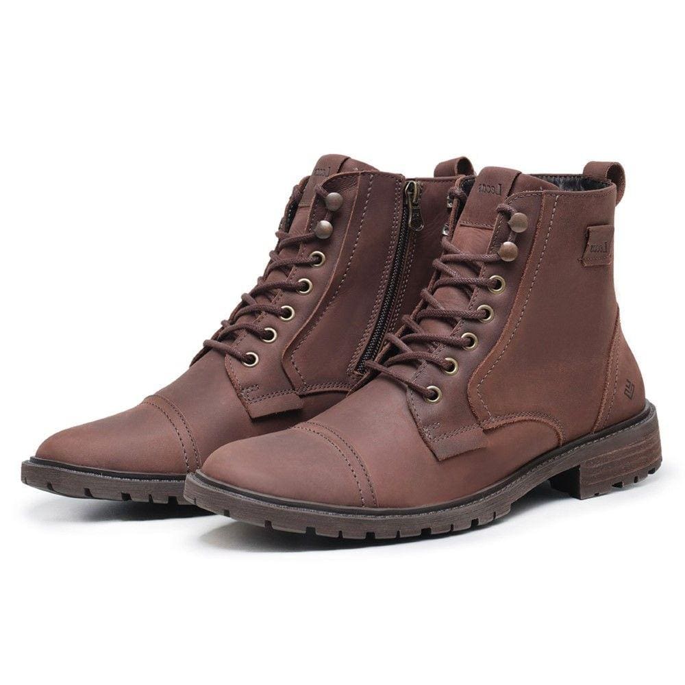 Bota Coturno Tratorada Couro Masculina Palmilha Gel Anti-Impacto Resistente Trilhas Aventura