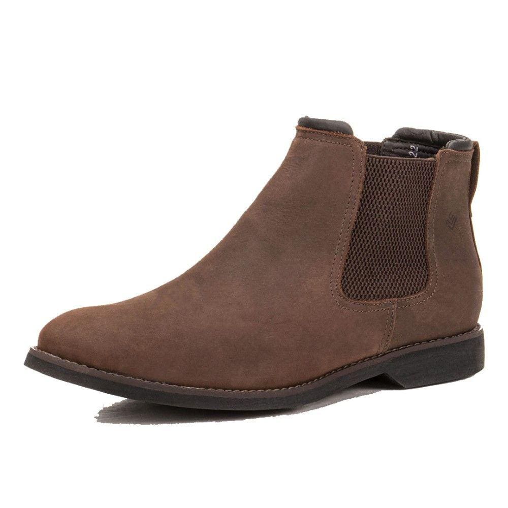 Botina Chelsea de Couro Masculina Sola Borracha Confortavel Para Trabalho Dia a Dia Bico Redondo