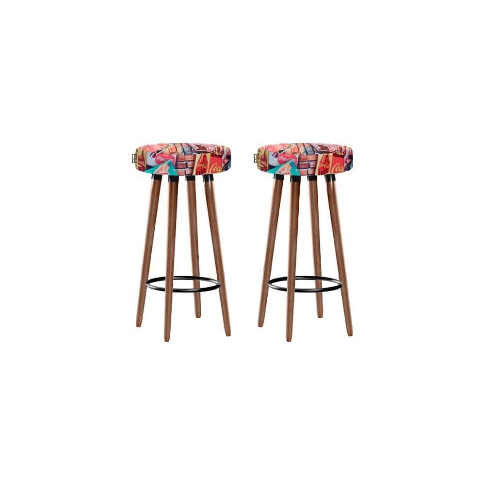 Kit 2 Banquetas Moderna Alta Roma Slim Coca Cola 70cm